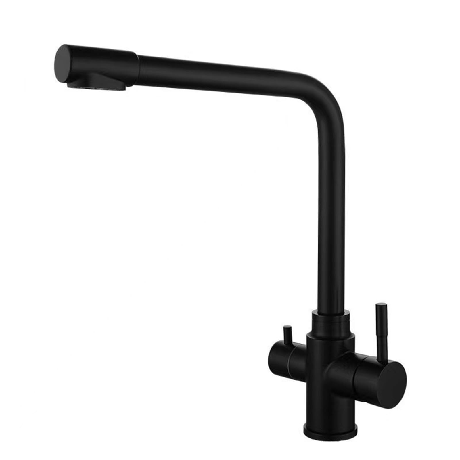 Mitigeur 3 Voies Cuisine Filtre A Eau Robinet Chaude et Froide Eau Rotatif en Acier Inoxydable,Noir