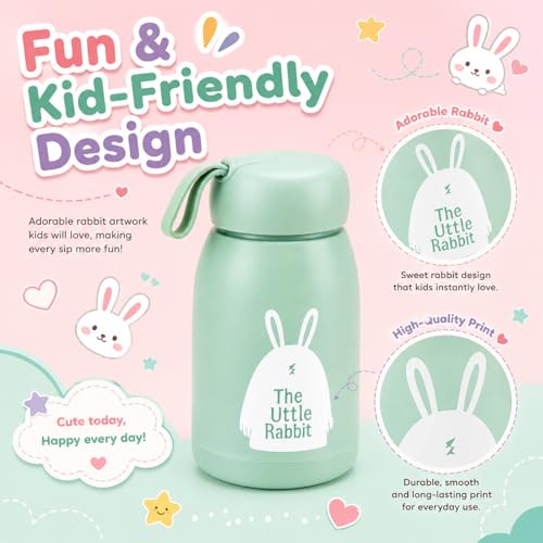 Image of Bunny Print Glass Water Bottle(pk 4) | BPA-Free Leak-Proof Kids Bottle with Food-Grade Silicone & Plastic, Cute & Easy to Carry for School, Travel, Toddlers, (330ml) (Multicolor pack 4)