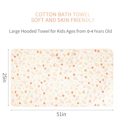 Image of Hooded Towel Muslin Hooded Towel Made from Organic Cotton 6-Layer Cotton Bath Towel, Soft Bath Towels for Toddler Baby,Toddler Towels with Hood for Girl