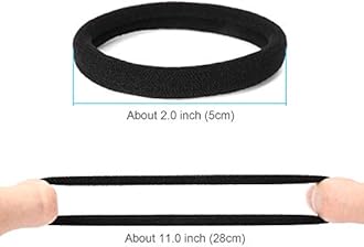 50PCS Black Hair Ties for Women, Cotton Seamless Hair Bands, Elastic Ponytail Holders, No Damage for Thick Hair, 2 Inch in Diameter, by Qarwayoc