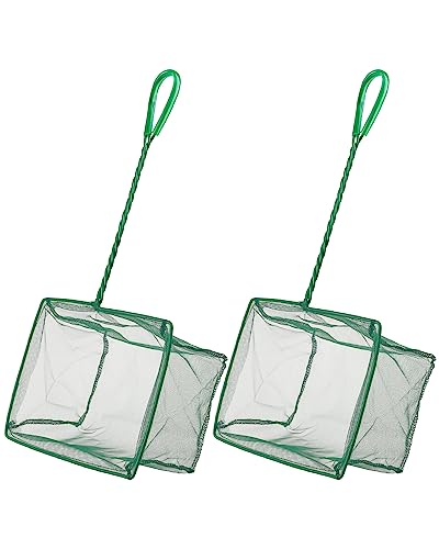 Image of Pawfly Aquarium Fish Net with Braided Metal Handle Square Net with Soft Fine Mesh Sludge Food Residue Wastes Skimming Cleaning Net for Fish Tanks Small Koi Ponds and Pools