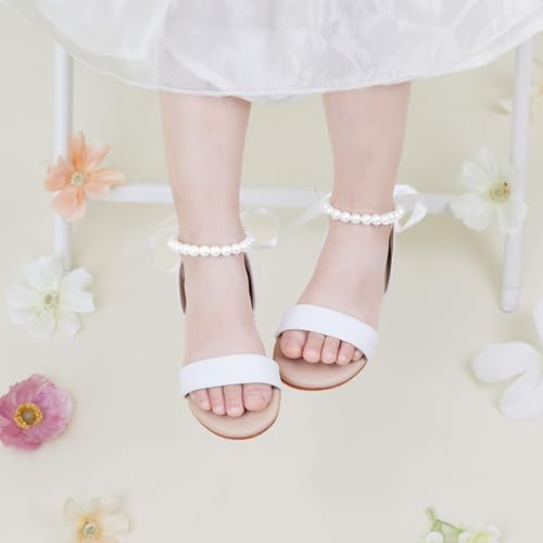 Image of PHIRAMIN Toddler Girl Sandals - Flower Girl Dress Shoes Open Toe Little Kid Wedding Party