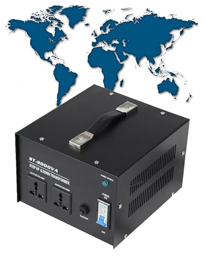 ST 3000W Voltage Converter Transformer 110V/120V/220V/240V Power Step Up/Down Transformer Converter with Resettable Circuit Breaker Protection Universal Socket Household Compact