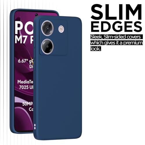 Image of Outlouders Back Cover for Poco M7 Pro 5G | Camera Protection | Durable Soft Matte Silicone Bumper Case (Blue)