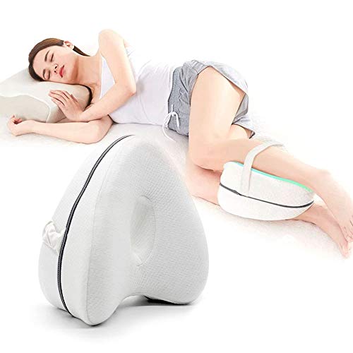 LAPONO Coussins relève-Jambes pour Jambe avec Mousse à mémoire de Forme Homme Femmes Leg Pillow pour dormeurs latéraux, soulagement de la sciatique, Douleur aux Jambes, Grossesse Coton Blan (B)