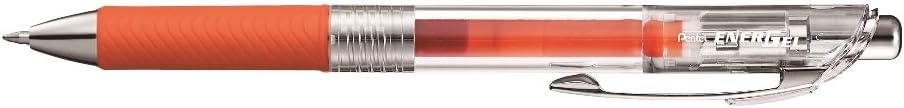 Pentel EnerGel Pure, 0.7mm tip, Orange ink, pack of 12