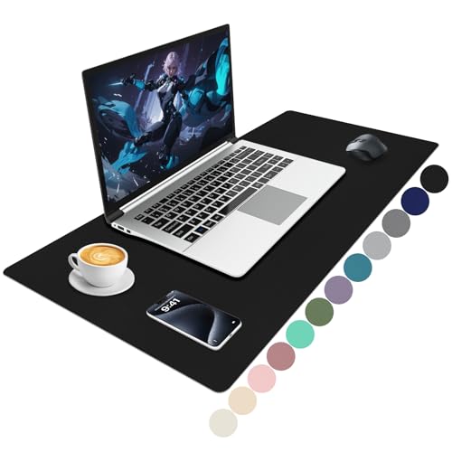 Niviy Alfombrilla Escritorio Negro Tapete Escritorio de Cuero PU Impermeable y Antideslizante Desk Mat Duradero Protector Mesa Escritorios para Oficina y Hogar 80x40cm
