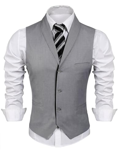 COOFANDY Men's Suit Vests Fashion Formal Slim Fit Business Dress Vest Waistcoat