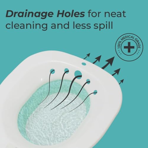 Image of AJB Sitz Bath for Toilet Seat - Foldable Sitz Bath Tub for Postpartum Care, Hemorrhoids Treatment & Soothing Relief - Universal Fit with Flusher Pump (Multi colour)