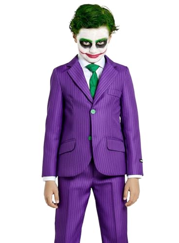 OppoSuits SuitMeister The Joker Party Anzug für Kinder - Slim Fit Violett - Dark Line Limited Edition - Größe: 140-152 (12-14 Jahre)