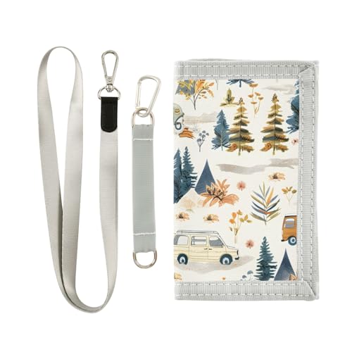 ALAZA Kids Wallets for Boys Girls Toddler Trifold Wallet Children Small Car and Tree with Zipper Coin Pocket