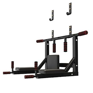 Wall Mounted Pull Up Bar Chin Up bar Multifunctional Dip Station for Indoor Home Gym Workout Power Tower Set Training Equipment Fitness Supports to 440 Lbs