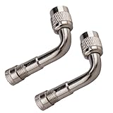 バイク 空気入れ アダプター 90° 90度 エクステンション L型 Lワード エアバルブ 原付バイク用 2個 銀 車両/小径ホイール/自動車/バイクに適用金属延長ロッド