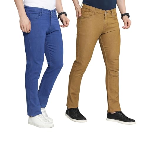 Image of DAIS Men's Stretchable Slim Fit Mid Rise Jeans, Pack of 2, (Combo of 2 Jeans)
