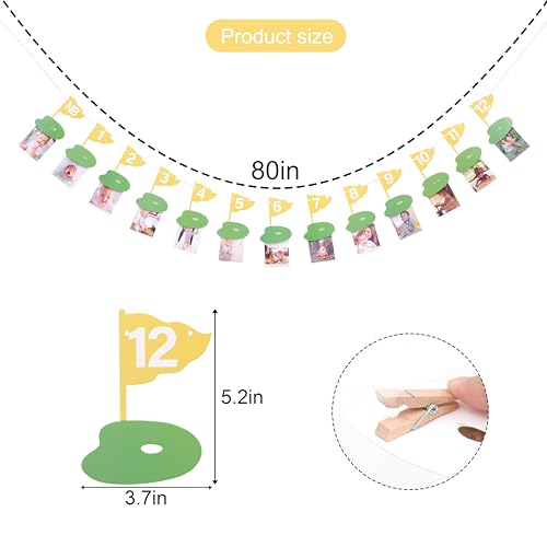 Image of Golf 12 Monthly Photo Banner - Hole In One Milestone Banner, Newborn to 12 Months, Yellow