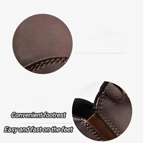 Men's Casual Comfortable Waterproof Outdoor Non-Slip Leather Walking Hiking Breathable Slip on Loafers for Walking Office and Driving Dress2