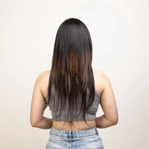 Image of Capilus 7 Piece Hair Extension Clip Set | 100% Natural Human Hair | 24 Inch | Natural Brown | Adds Length & Volume, Natural Seamless Blend