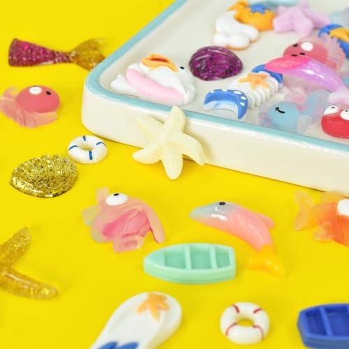 Image of Ulalaza 50 pcs Slime Charms Mixed Set Resin Flatback Making Supplies for DIY Craft Making and Ornament Scrapbooking Beads Assorted Candy Fruit Cake Ornament