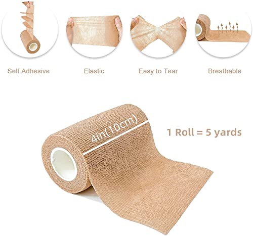Image of A-Tape Breathable Self Adhesive Cohesive Bandage for Humans & Pets (Dogs, Cats, Birds) -Sports, Wrap, Athletic, Non Woven First Aid Medical, Wrist, Swelling (10 cm X 4.5 mtr) (Pack Of 4, Beige)