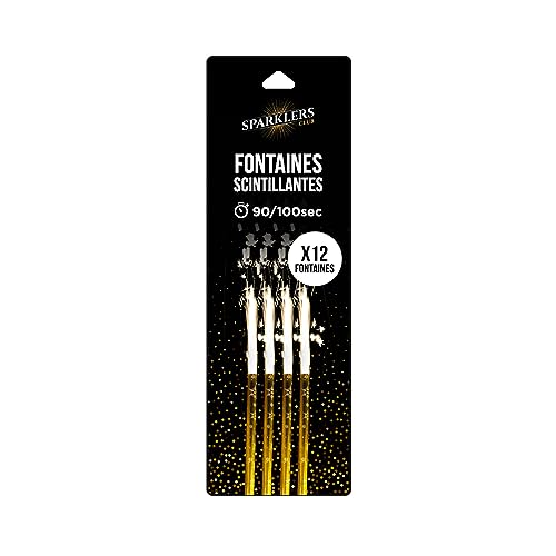 SPARKLERS CLUB Fontaines à Gateaux Scintillantes XXL 24cm - Lot de 12 - durée 90/100 Secondes pour Gateaux et Bouteilles de Champagne, Bougie lumineuse...