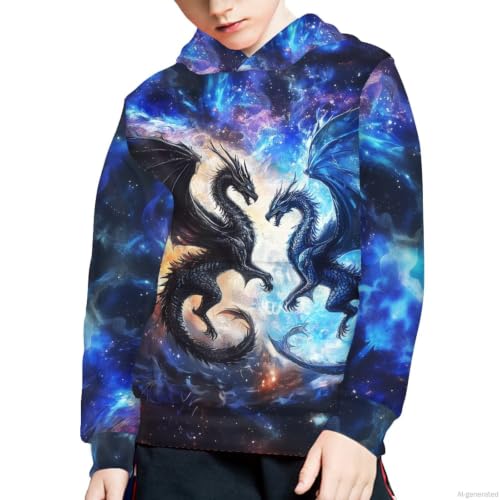 Image of WELLFLYHOM Boys Hooded Sweatshirts Hoodie Pullover Cool Graphic Crewneck Blouses Size 6-16