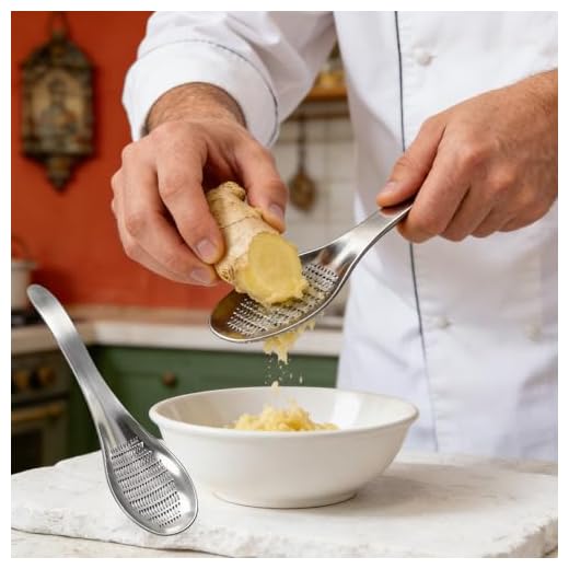 Ginger Grater Spoon 6.7x1.8 Inch Garlic Masher Manual Grinding Tool with Sharp Serrated Edges for Pureeing Ginger Garlic Paste Kitchen Utensil 1 Piece