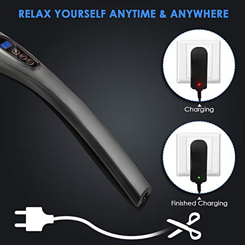 MOICO Handheld Back Massager, 6 Interchangeable Nodes, 10 Speeds & 12 Modes, Cordless Massagers Handheld Deep Tissue Massager for Muscles, Neck, Shoulder, Arms, Leg, Calf, Foot, Full Body Pain Relief
