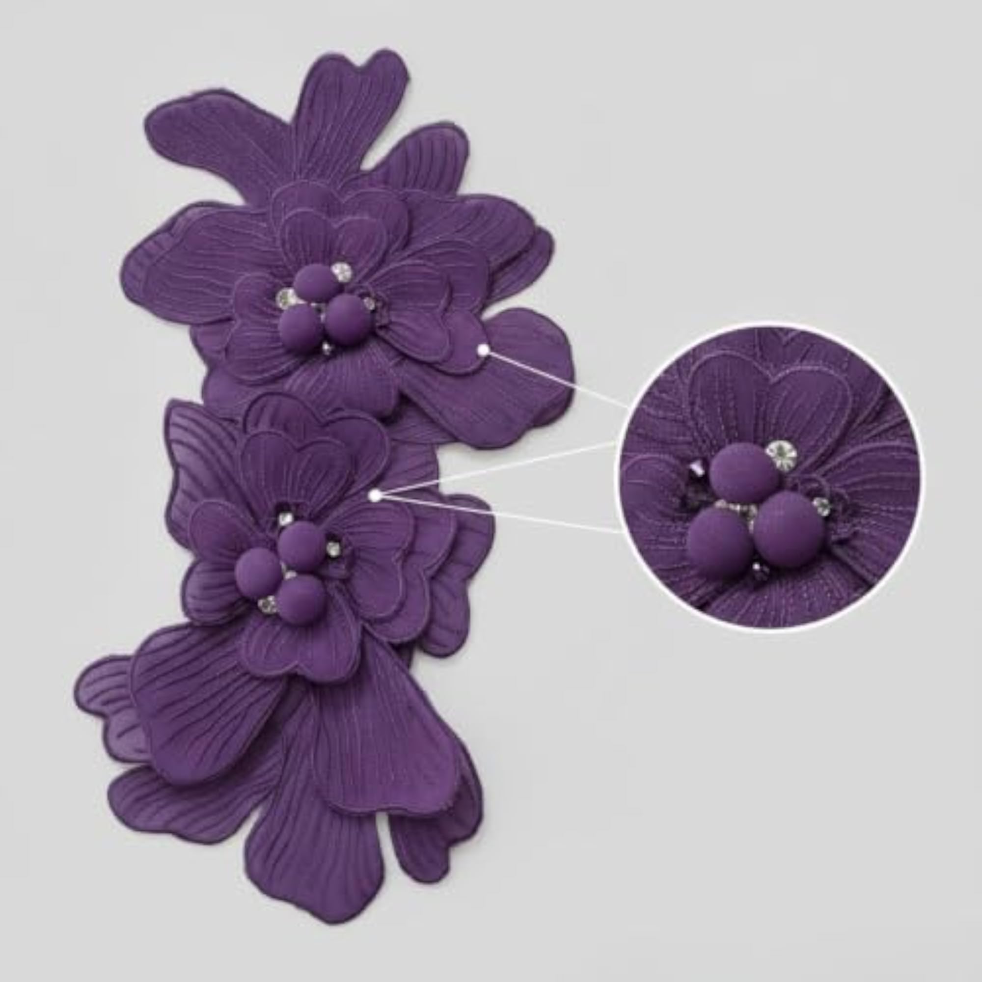 3D Floral Applique Beaded Brooch Pin, Decorative Craft