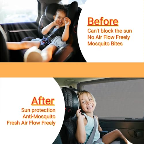 2Pack Large Size Super Elastic 42" to 53" Car Window Sunshades, for Large SUV, Pickup, Truck, Minivan, Breathable Mesh Window Screen, Side Window Screen for Car Camping - Thumbnail 6