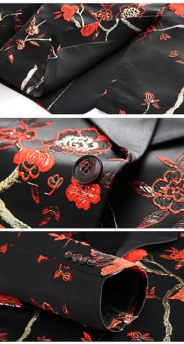 Men's Suits, 3 Piece Flower and Bird Jacquard Slim fit Oversized Suit, for Casual Wedding Banquets Proms Party Suit 6