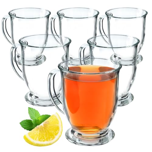 KADAX Verres à Café de 460 ml avec Poignées et Pieds, Tasses Transparentes Idéales pour Irish Coffee, Latte Macchiato, Cappuccino ou Thé (Lot de 6)