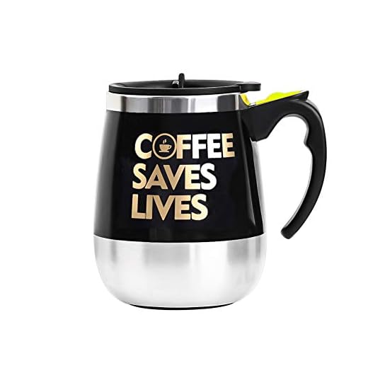 BINE Self Stirring Mug Auto Self Mixing Stainless Steel Cup for Coffee/Tea/Hot Chocolate/Milk Mug for Office/Kitchen/Travel/Home -450ml/14oz (Coffee Saves Lives)