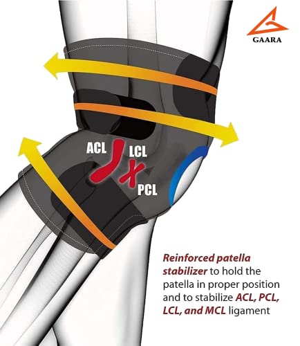 Image of GAARA INDIA Open Patella Knee Support for Men & Women, Universal Size Breathable Knee Cap Brace for For Pain Relief, Gym, Running, Arthritis, Torn Meniscus, ACL /MCL (Pack of 2)