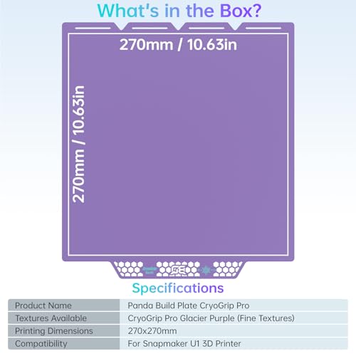 Image of BIQU CryoGrip Pro Glacier Purple Compatible with Snapmaker U1 3D Printer 276x304.5mm Panda Build Plate Double Sided Upgrade Plate Removable Surface Platform