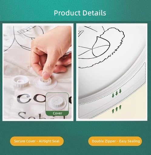 Miniatura 6 de Bolsas colgantes para ahorrar espacio al vacío, paquete de 6, bolsas de almacenamiento organizadoras de armario, bolsas transparentes selladas al