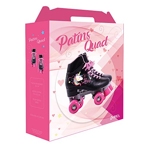 Patins Quad Love Unicórnio Bel Fix Preto/Rosa 35