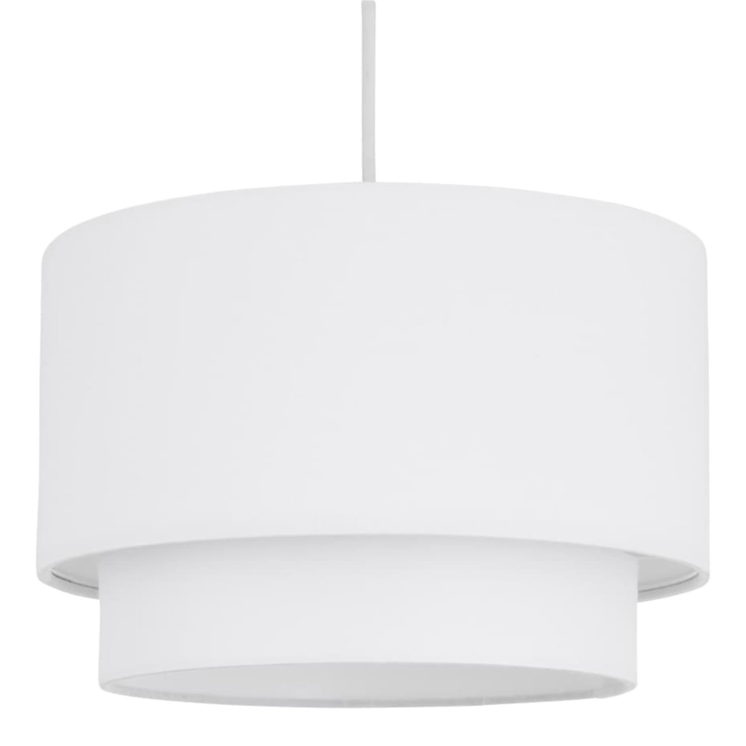 Firstchoicelighting White Modern Ceiling Light Shade Pendant Easy Fit 2 Tier Fabric Lamp Shade