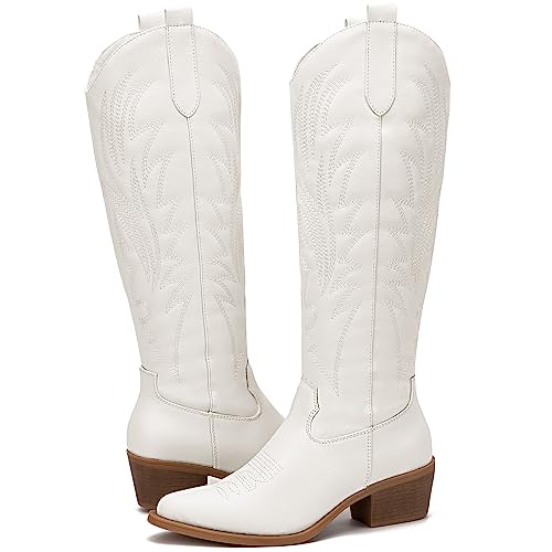 Image of GLOBALWIN Women's The Western Cowboy Cowgirl Embroidered Knee High Boots