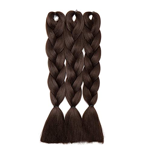 Benehair Medium Brown Braiding Hair 6 Bundles/lot 24inch Jumbo Braiding Hair Extensions High Temperature Synthetic Braid Hair Braiding Hair Pre Stretched Braid Extensions