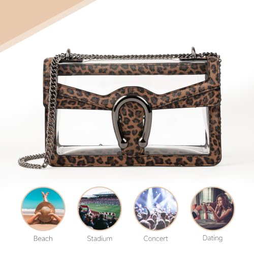 Image of Joryin Women's Stadium Approved Crossbody Bag for Women, Small Clear Bag Shoudler Purse with Chain Strap