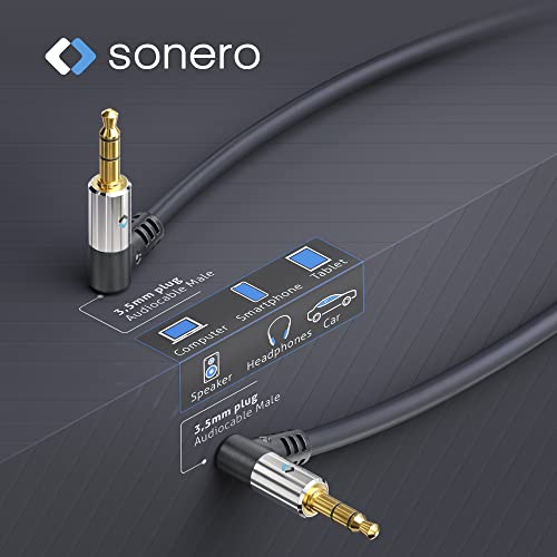 Sonero® Premium Audio Cable with 2x 90° Male / 3.5 mm Jack / 5.00 m/Gold-Plated Contacts/Black, 5.00m - Image 4