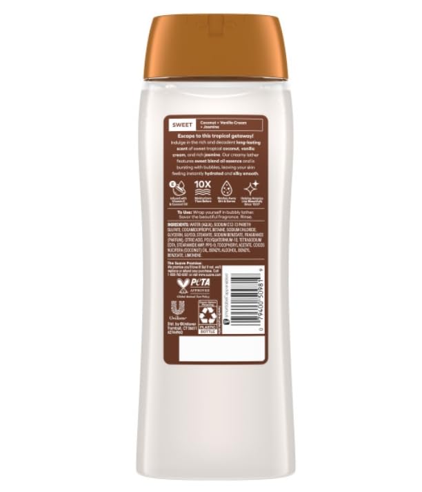 Suave Moisturizing Body Wash Women, Coconut Kiss with Vitamin E and Aloe Extracts, No Parabens, No Phthalates, 18 Oz (Pack of 6) - Image 6