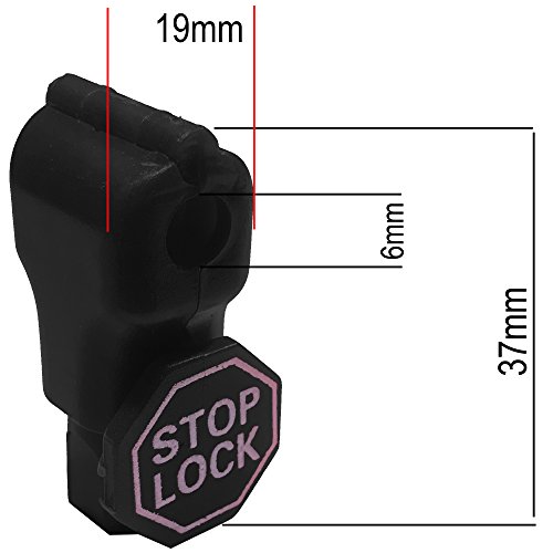 6mm Plastic Retail Shop Security Display Hook Anti- Theft, Anti Sweep Stop Lock for Pegboard or Slat-Wall Unlock Key is not Included (50 Stop Lock, Black)