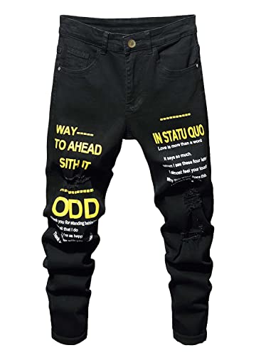 Boy Skinny Jeans Fit Ripped Destroyed Distressed Stretch Slim Jeans Pants #TOP26