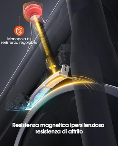 Cyclette Da Casa, Cyclette Professionale Con Volano 15Kg, Schermo Lcd, Portabicchieri, Porta Celullare Per Fitness Ed Esercizio A Casa, Max.150 Kg - 4