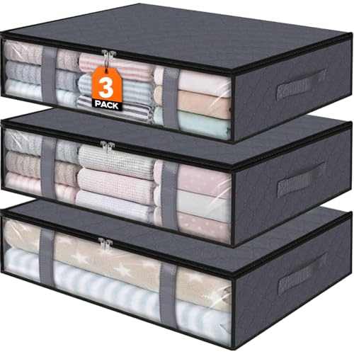StorageRight Under Bed Storage Bins, 3-Pack 40L Foldable...