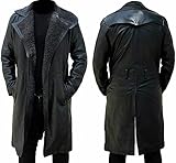 shearling jacket men long coat-Tom Bane Dark Rises Knight Genuine Leather Coat-Long Trench for men-long bomber jackets coats, Black, XX-Large