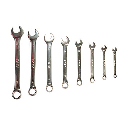 AGRICO TATA Chrome Vanadium Steel Double Sided Open End Wrench Spanner Set 6 To 20 mm (Silver)