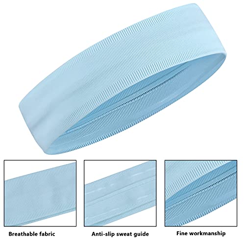 Foto von wangjiangda 3 Stück Sport Stirnbänder, Elastische rutschfeste Kopfbänder Haarbänder Schweißband, für Laufen, Radfahren, Yoga, Basketball (Schwarz Grau Blau)