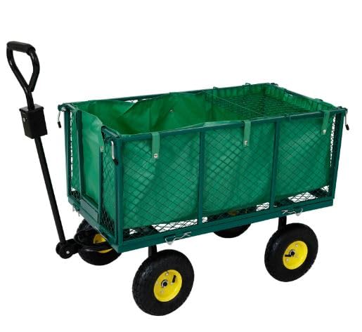 Gartenwagen Klappbarer Handwagen 550 kg Luftbereift Transportwagen mit Seitenwänden
